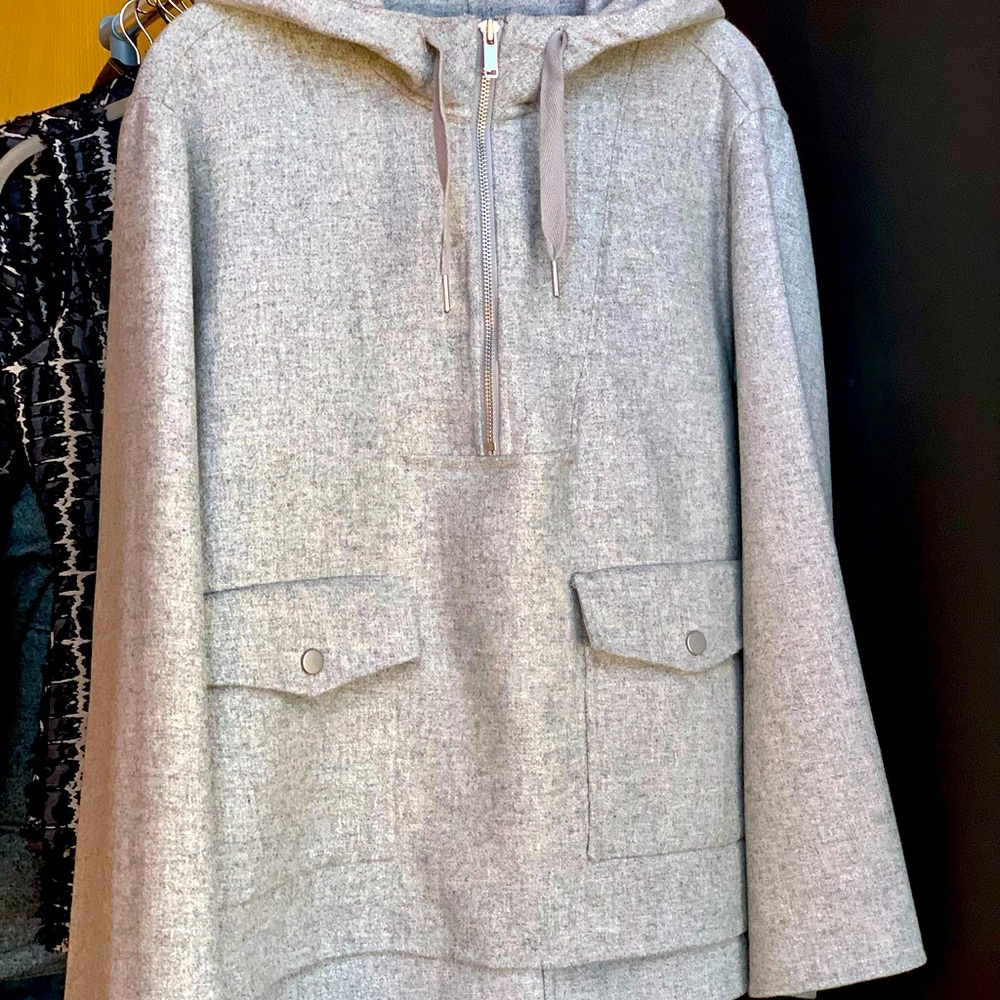 Double-faced wool hooded Pullover